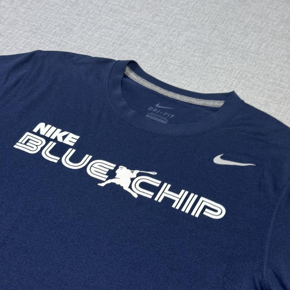 Nike Dri-FIT Bluechip Lacrosse T-Shirt Mens L Blue Graphic Crew Neck Performance